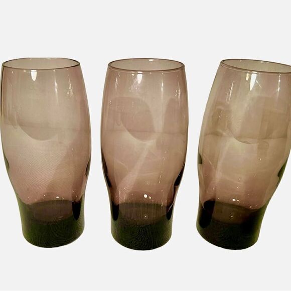 3 Vintage Amethyst/Purple Libbey Tumblers Darker At Bottom No Chips/Cracks - Picture 2 of 8